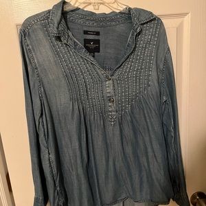 American eagle denim blouse
